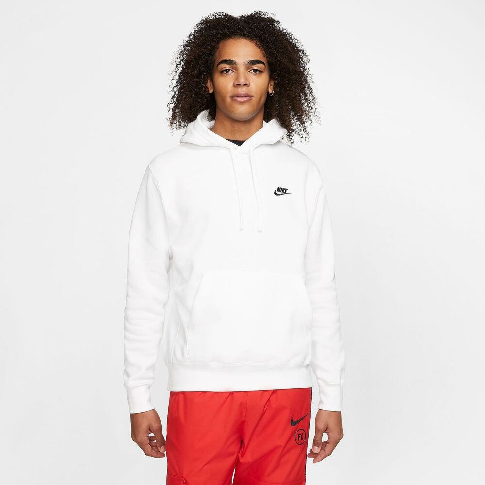 Nike Men's 2XL Hoodie Sportswear Club Fleece Sweatshirt - White/Black Pullover